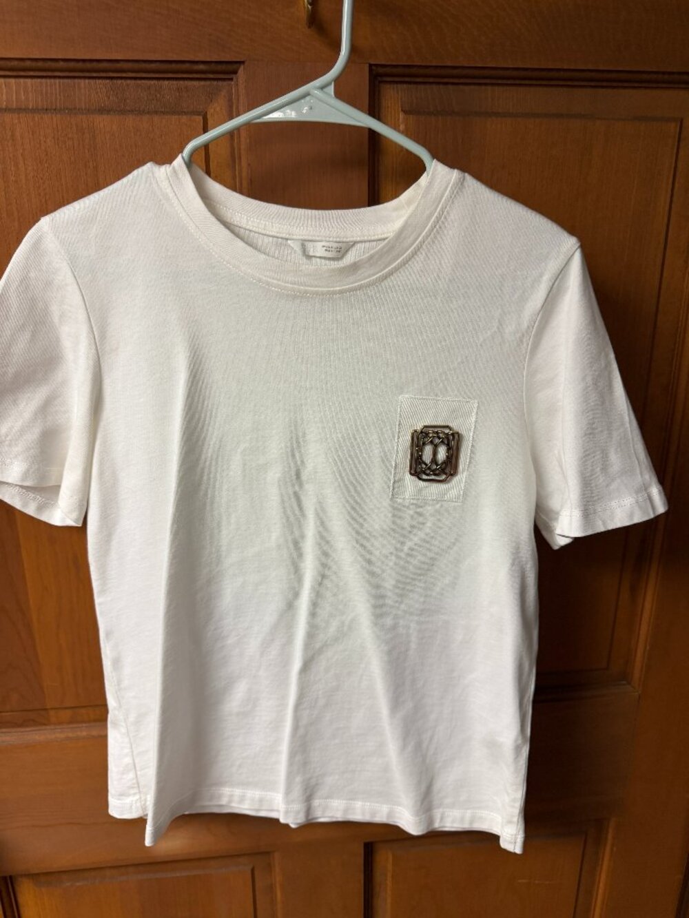ZARA Women's White Cotton T-shirt Top Size Small in Very good shape!